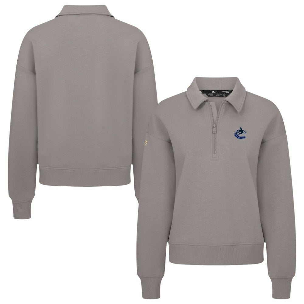 Vancouver Canucks Levelwear Women's Canmore Quarter-Zip Pullover - Gray Pullover