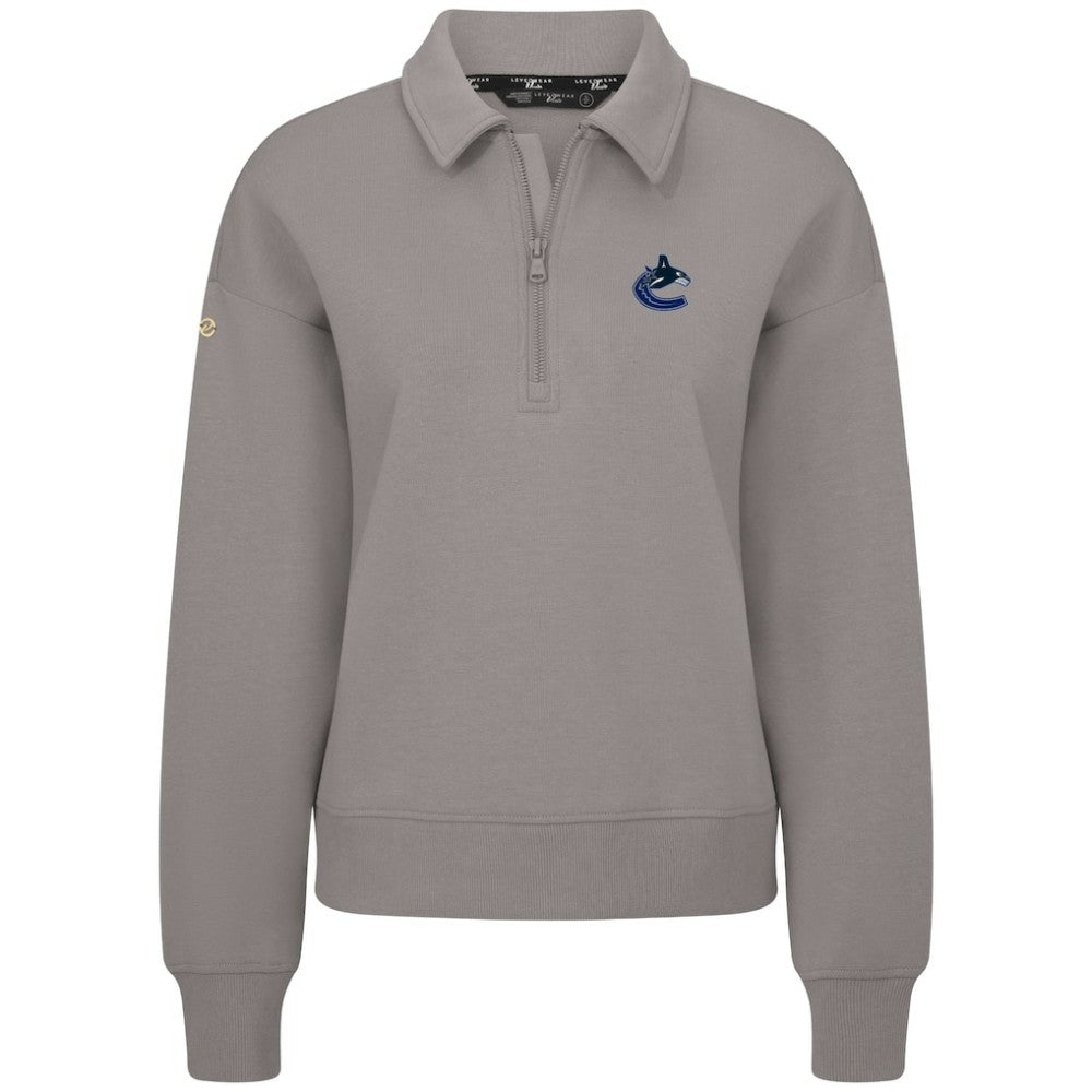 Vancouver Canucks Levelwear Women's Canmore Quarter-Zip Pullover - Gray Pullover