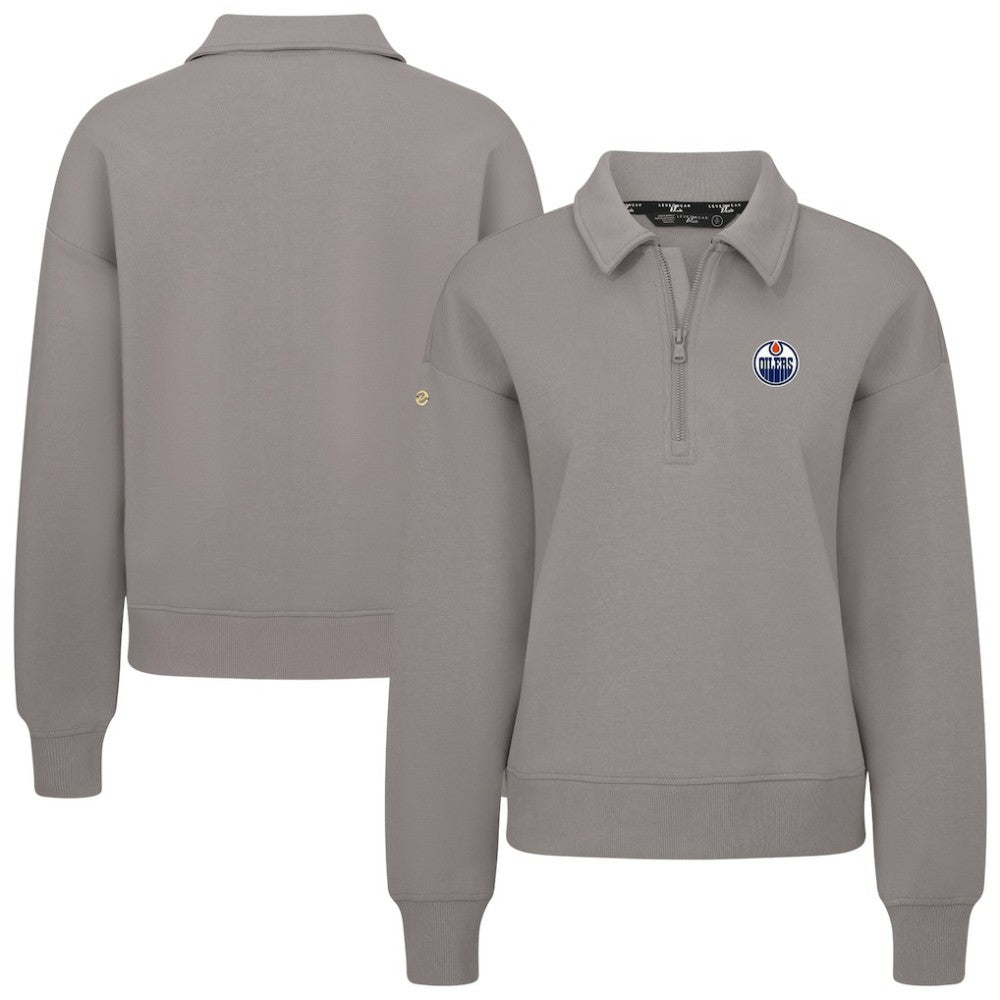 Edmonton Oilers Levelwear Women's Canmore Quarter-Zip Pullover - Gray Pullover