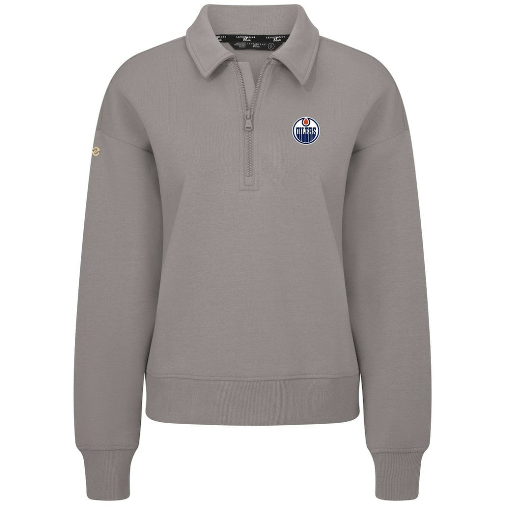 Edmonton Oilers Levelwear Women's Canmore Quarter-Zip Pullover - Gray Pullover