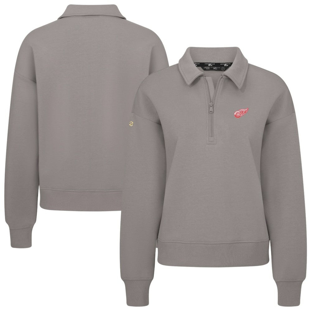Detroit Red Wings Levelwear Women's Canmore Quarter-Zip Pullover - Gray Pullover