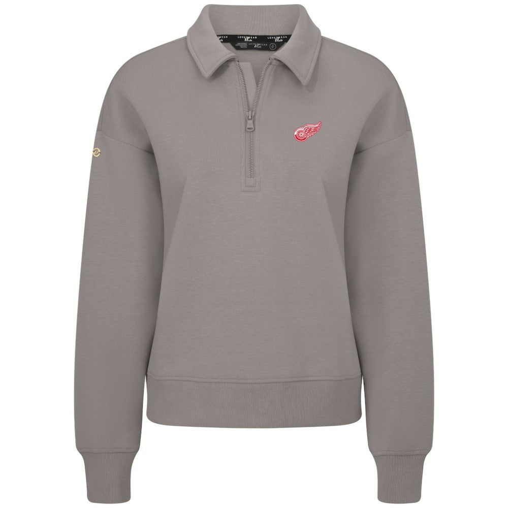 Detroit Red Wings Levelwear Women's Canmore Quarter-Zip Pullover - Gray Pullover