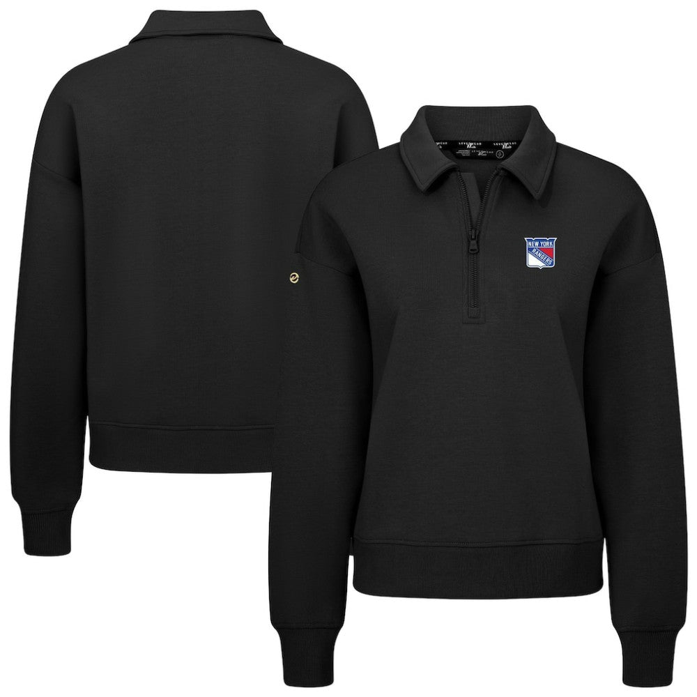New York Rangers Levelwear Women's Canmore Quarter-Zip Pullover - Black Pullover