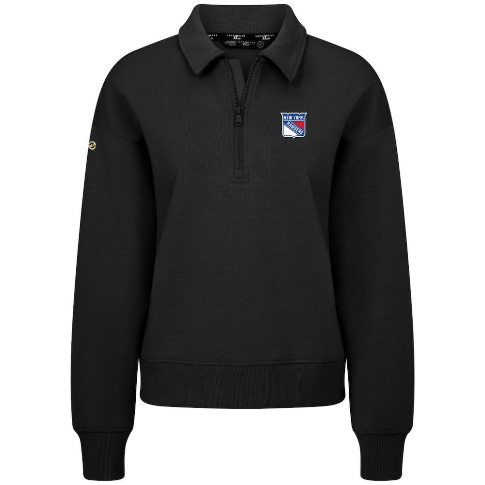 New York Rangers Levelwear Women's Canmore Quarter-Zip Pullover - Black Pullover