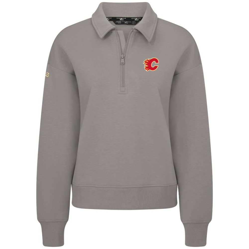 Calgary Flames Levelwear Women's Canmore Quarter-Zip Pullover - Gray Pullover