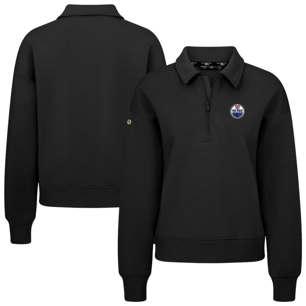 Edmonton Oilers Levelwear Women's Canmore Quarter-Zip Pullover - Black Pullover