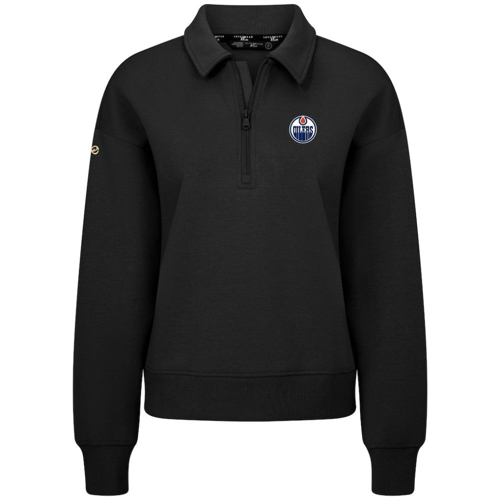 Edmonton Oilers Levelwear Women's Canmore Quarter-Zip Pullover - Black Pullover