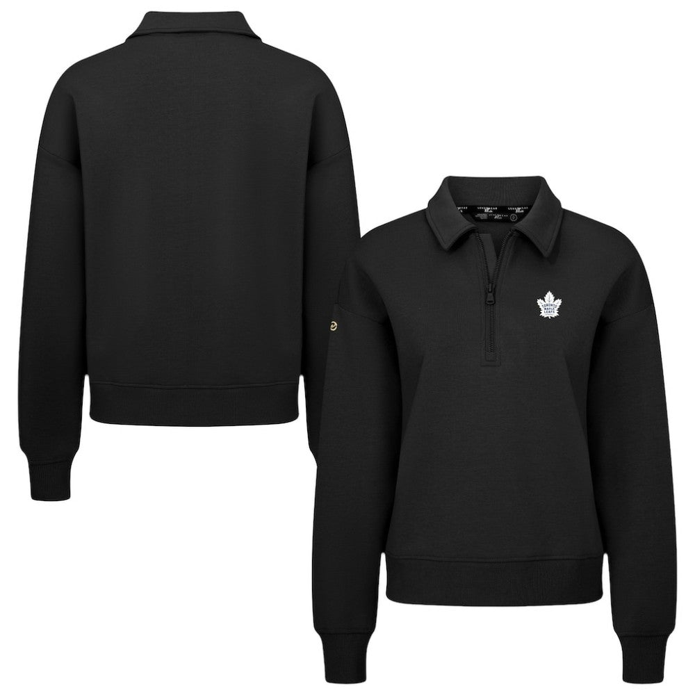Toronto Maple Leafs Levelwear Women's Canmore Quarter-Zip Pullover - Black Pullover
