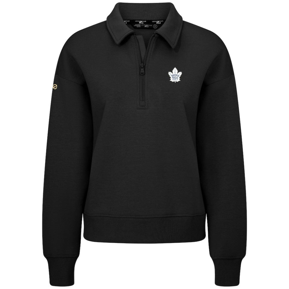 Toronto Maple Leafs Levelwear Women's Canmore Quarter-Zip Pullover - Black Pullover