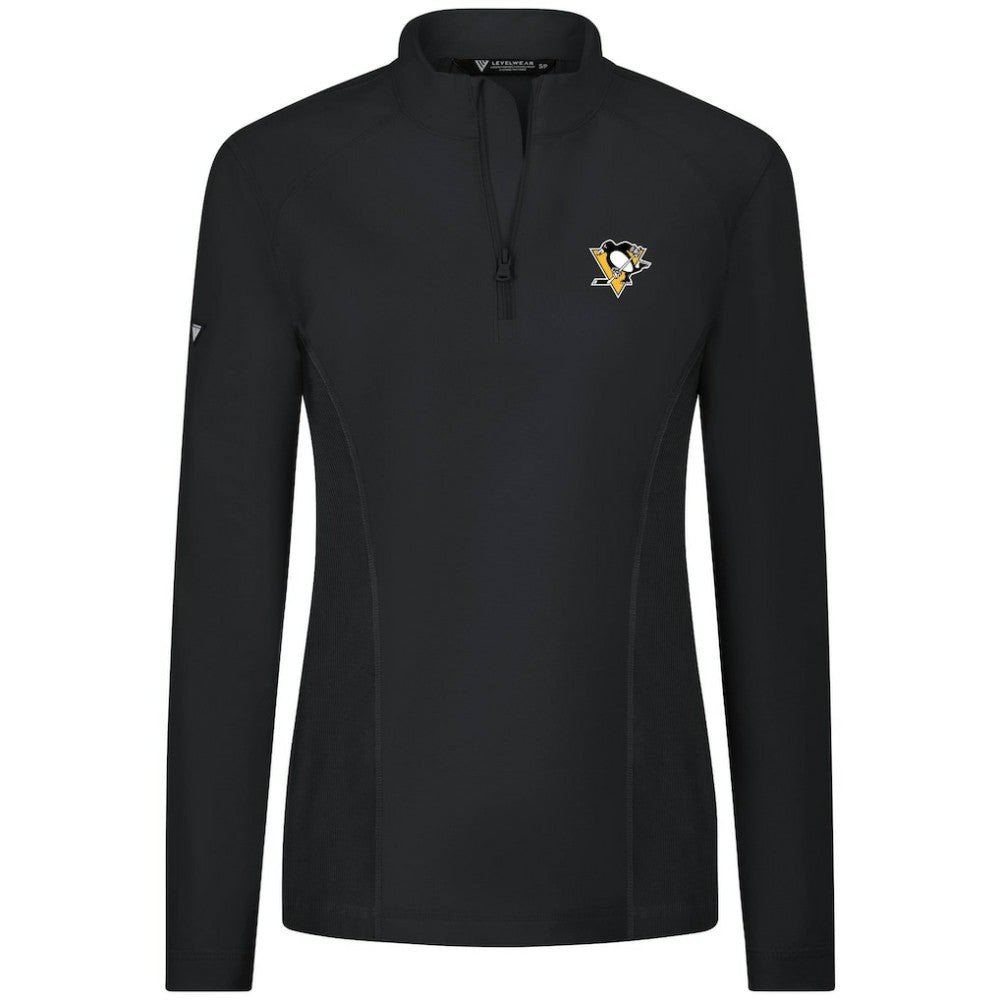 Pittsburgh Penguins Levelwear Women's Upright Quarter-Zip Pullover - Black Pullover