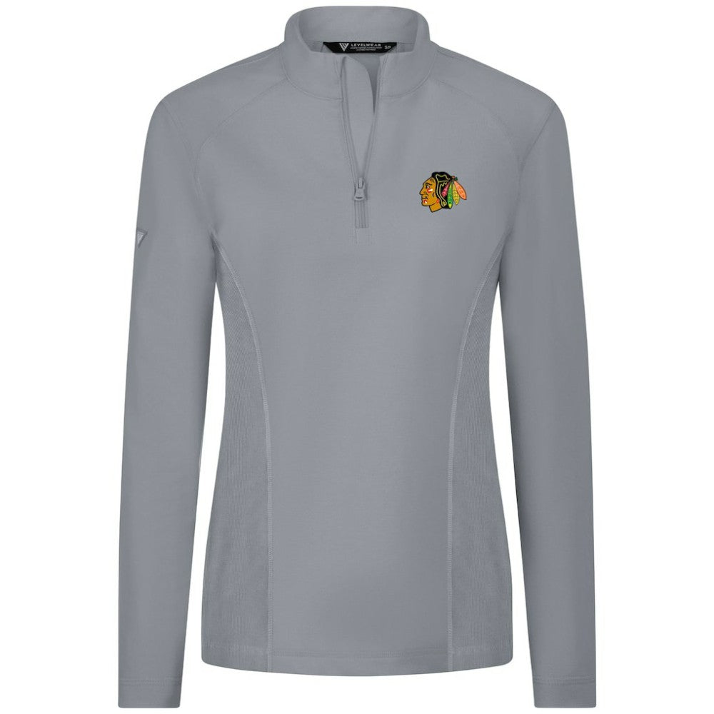 Chicago Blackhawks Levelwear Women's Upright Quarter-Zip Pullover - Gray Pullover