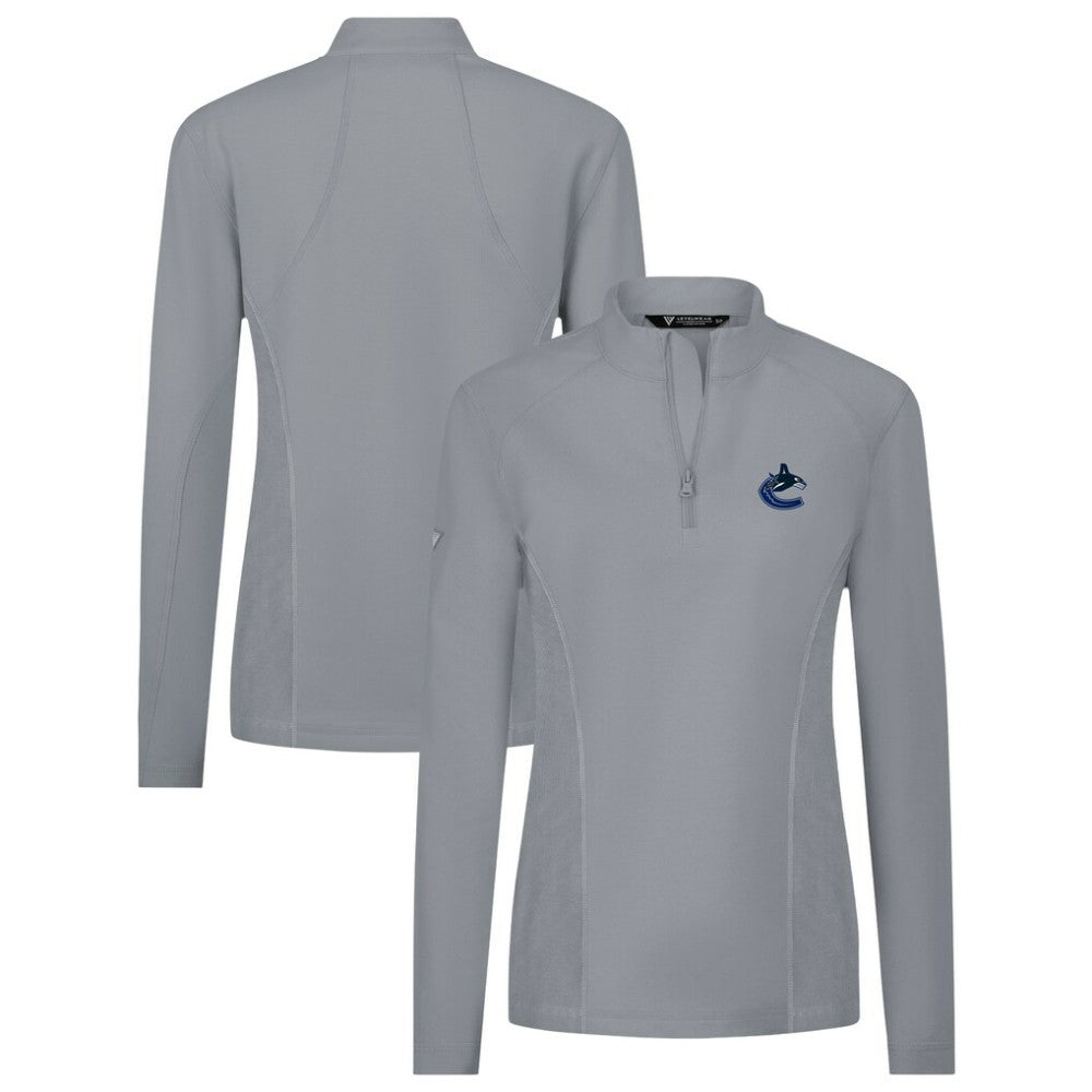 Vancouver Canucks Levelwear Women's Upright Quarter-Zip Pullover - Gray Pullover