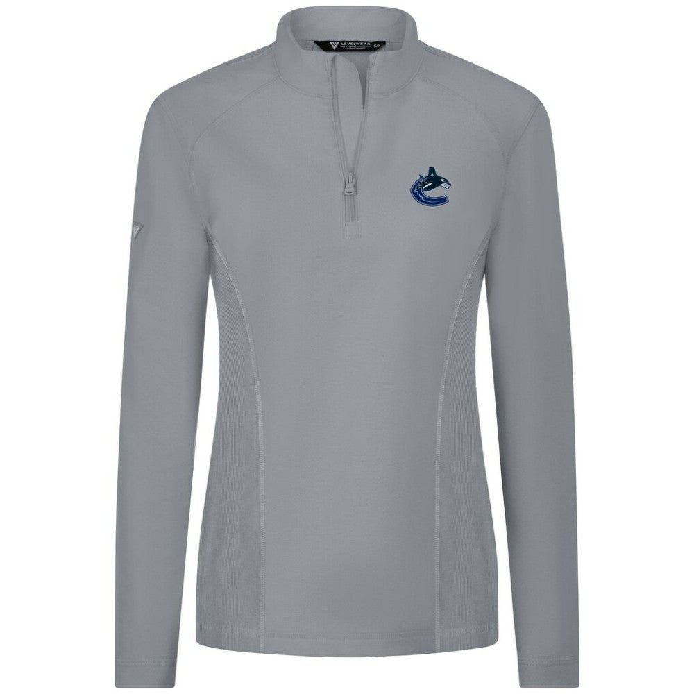 Vancouver Canucks Levelwear Women's Upright Quarter-Zip Pullover - Gray Pullover