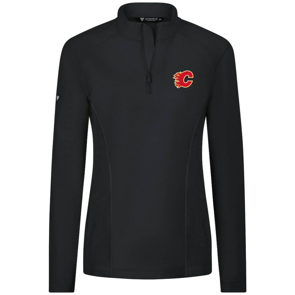 Calgary Flames Levelwear Women's Upright Quarter-Zip Pullover - Black Pullover