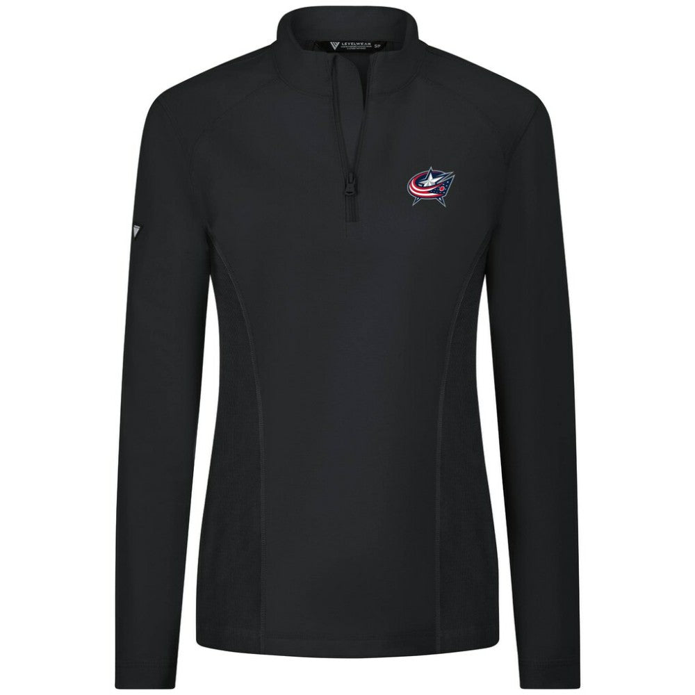 Columbus Blue Jackets Levelwear Women's Upright Quarter-Zip Pullover - Black Pullover