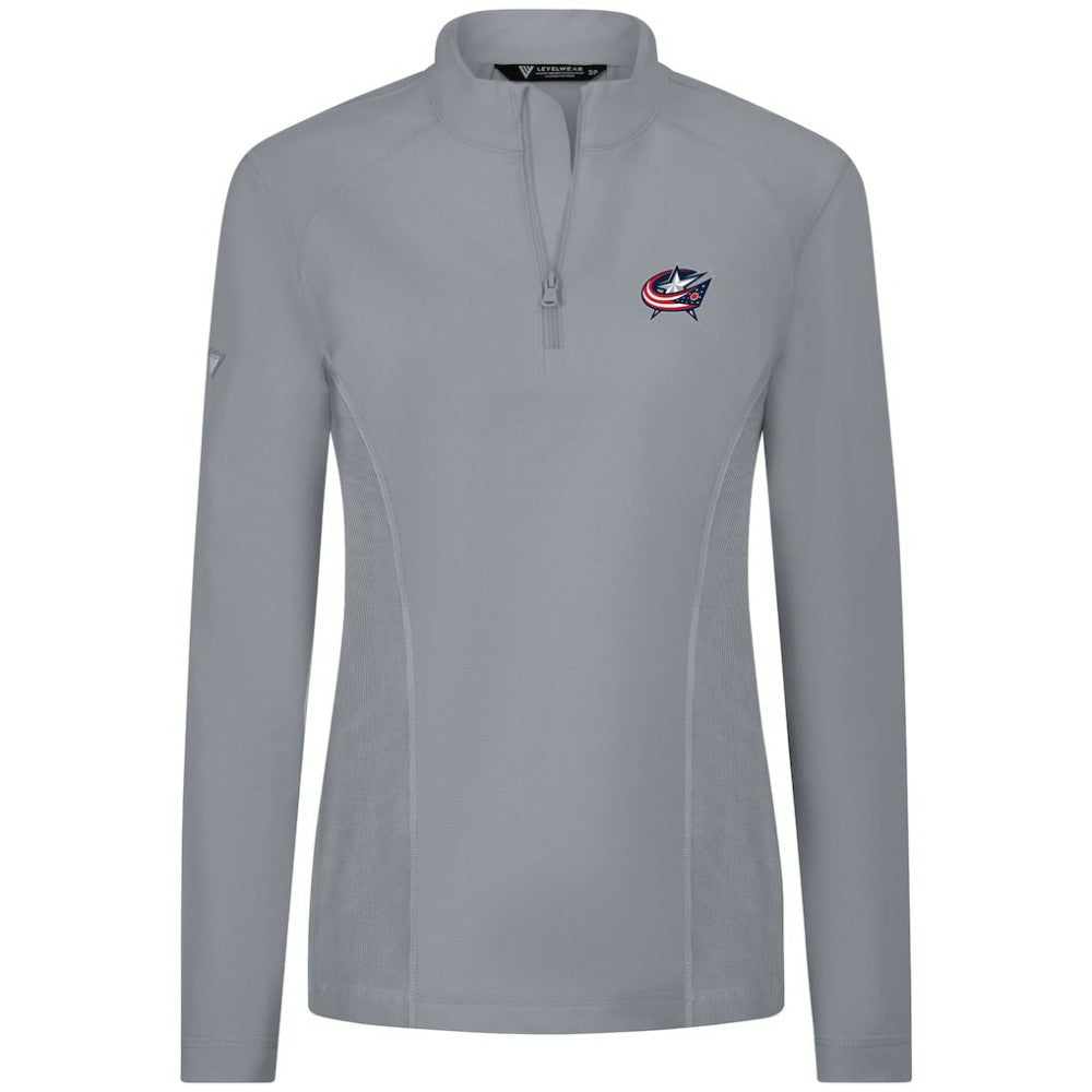Columbus Blue Jackets Levelwear Women's Upright Quarter-Zip Pullover - Gray Pullover