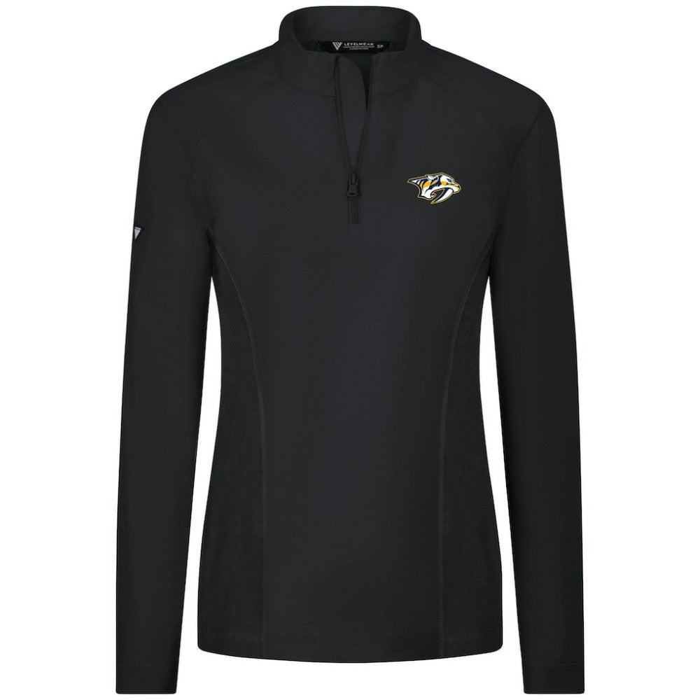 Nashville Predators Levelwear Women's Upright Quarter-Zip Pullover - Black Pullover