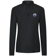 Edmonton Oilers Levelwear Women's Upright Quarter-Zip Pullover - Black Pullover