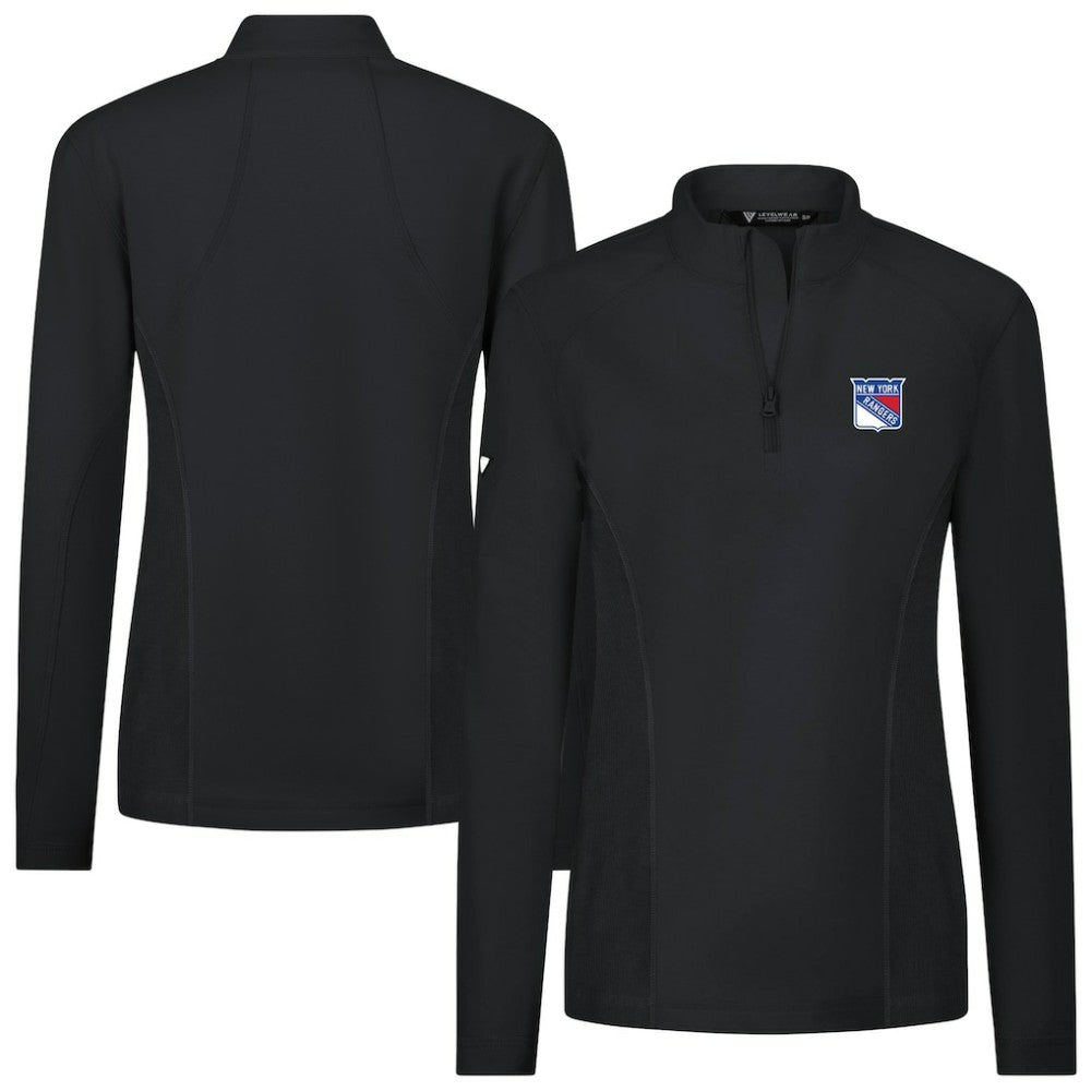 New York Rangers Levelwear Women's Upright Quarter-Zip Pullover - Black Pullover