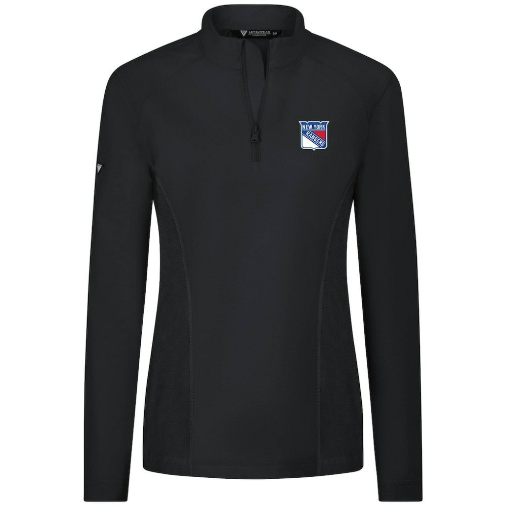 New York Rangers Levelwear Women's Upright Quarter-Zip Pullover - Black Pullover