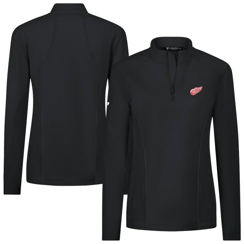 Detroit Red Wings Levelwear Women's Upright Quarter-Zip Pullover - Black Pullover