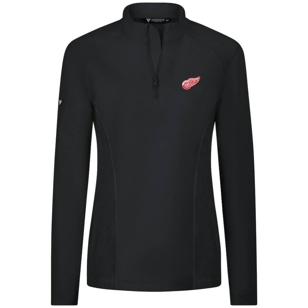 Detroit Red Wings Levelwear Women's Upright Quarter-Zip Pullover - Black Pullover