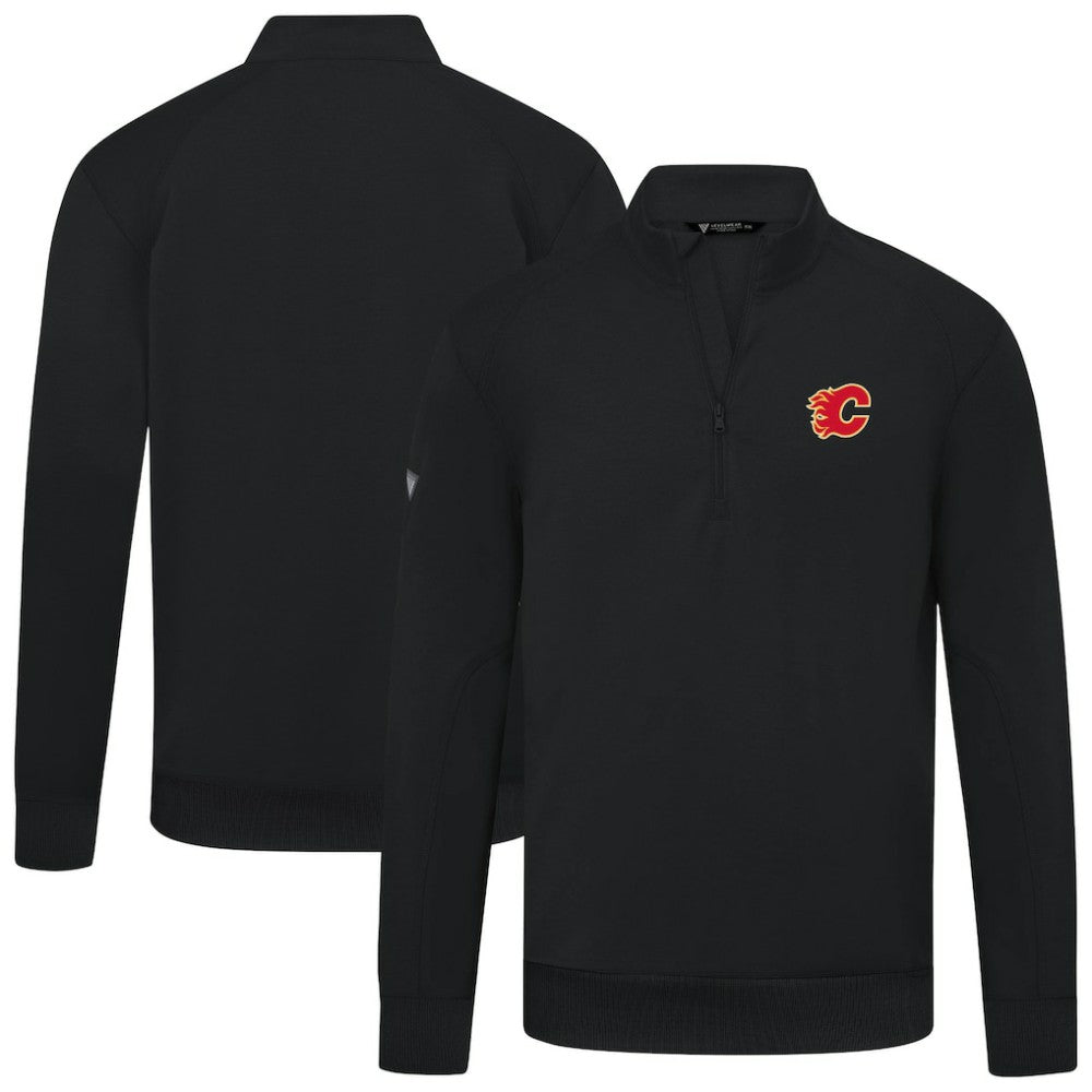 Calgary Flames Levelwear Upright Tri-Blend Quarter-Zip Pullover - Black Pullover