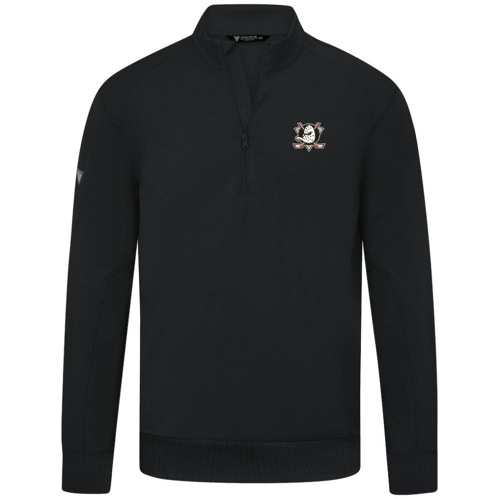 Anaheim Ducks Levelwear Upright Tri-Blend Quarter-Zip Pullover - Black Pullover