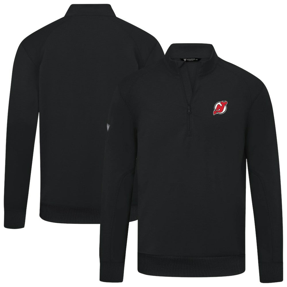 New Jersey Devils Levelwear Upright Tri-Blend Quarter-Zip Pullover - Black Jerseys