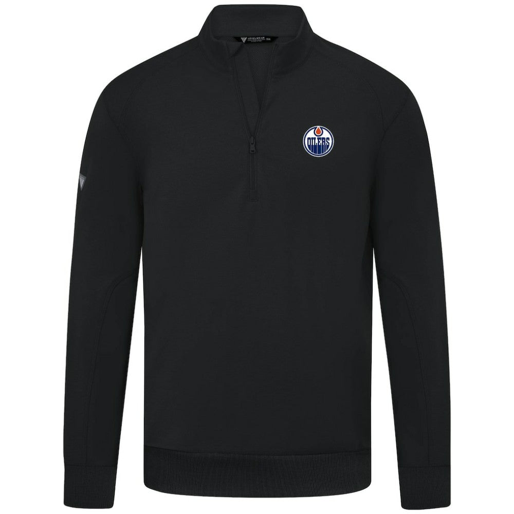 Edmonton Oilers Levelwear Upright Tri-Blend Quarter-Zip Pullover - Black Pullover