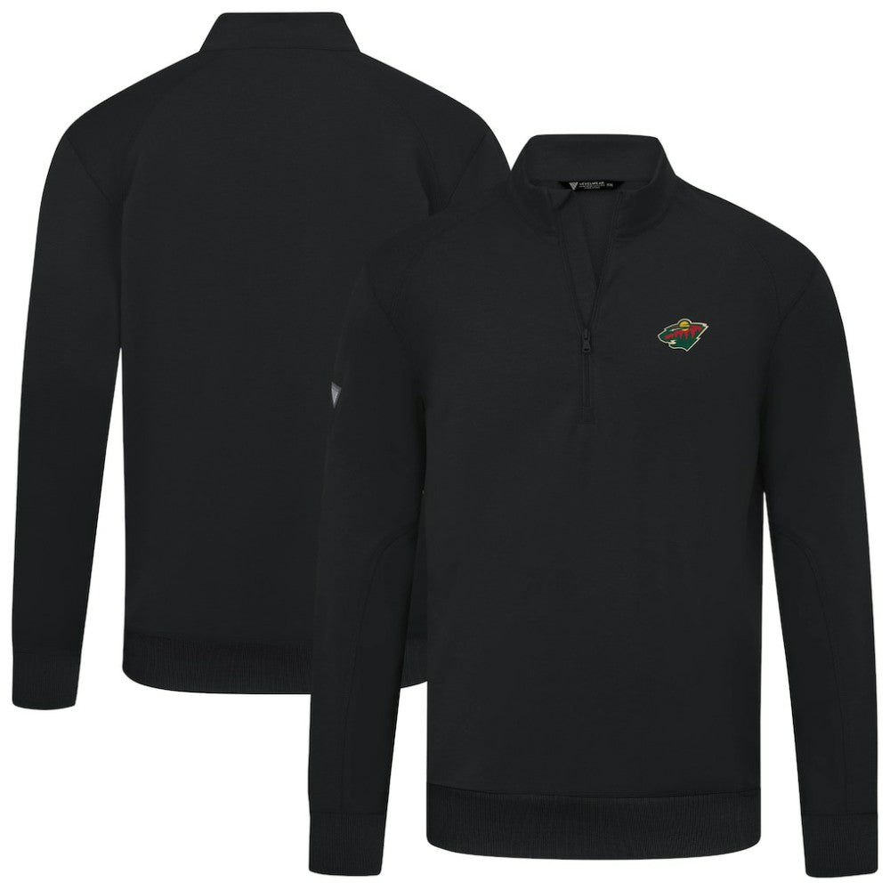 Minnesota Wild Levelwear Upright Tri-Blend Quarter-Zip Pullover - Black Pullover