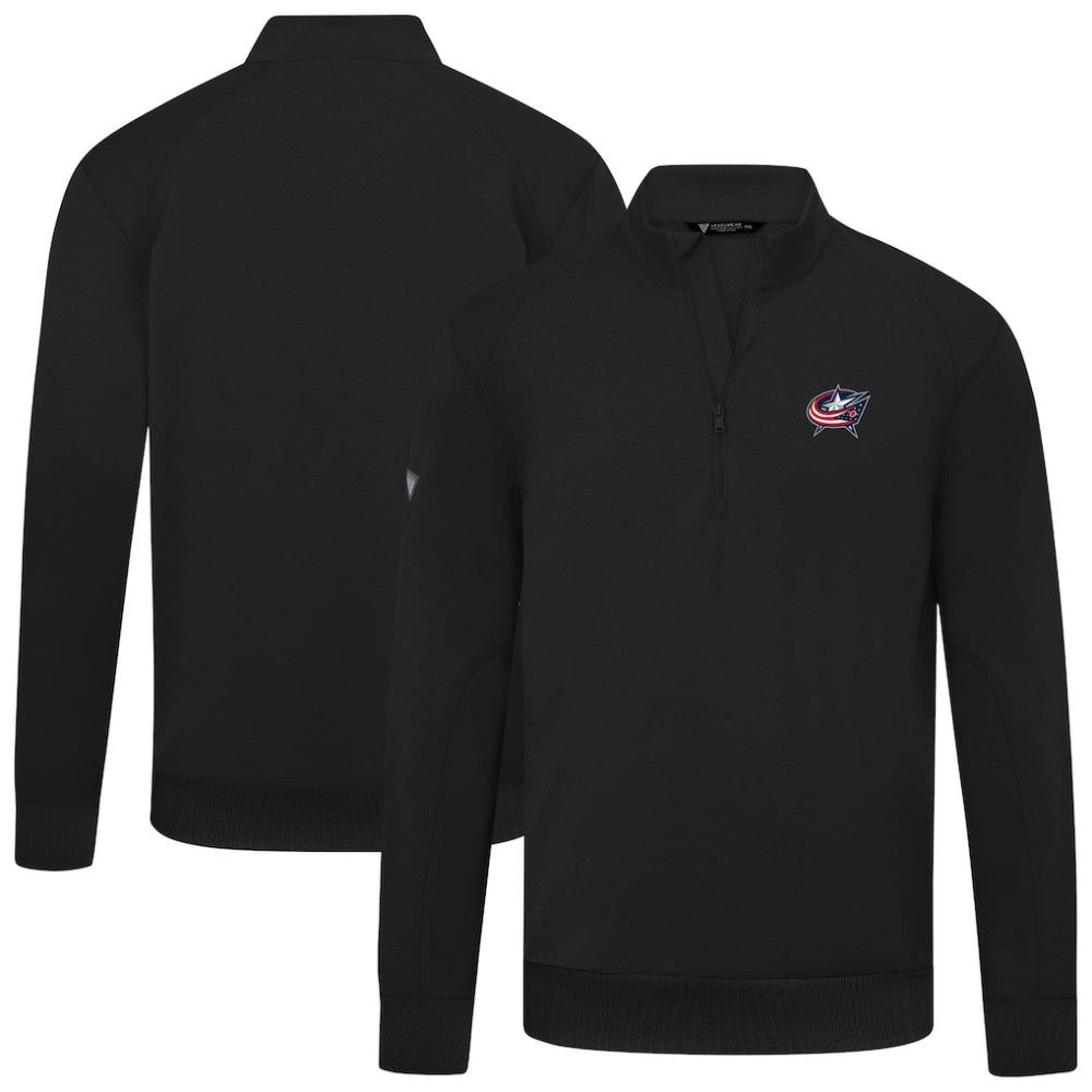 Columbus Blue Jackets Levelwear Upright Tri-Blend Quarter-Zip Pullover - Black Pullover