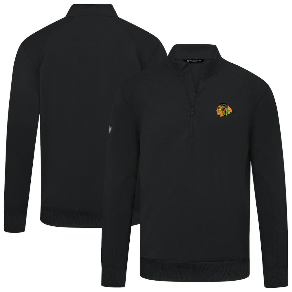 Chicago Blackhawks Levelwear Upright Tri-Blend Quarter-Zip Pullover - Black Pullover