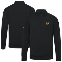 Chicago Blackhawks Levelwear Upright Tri-Blend Quarter-Zip Pullover - Black Pullover