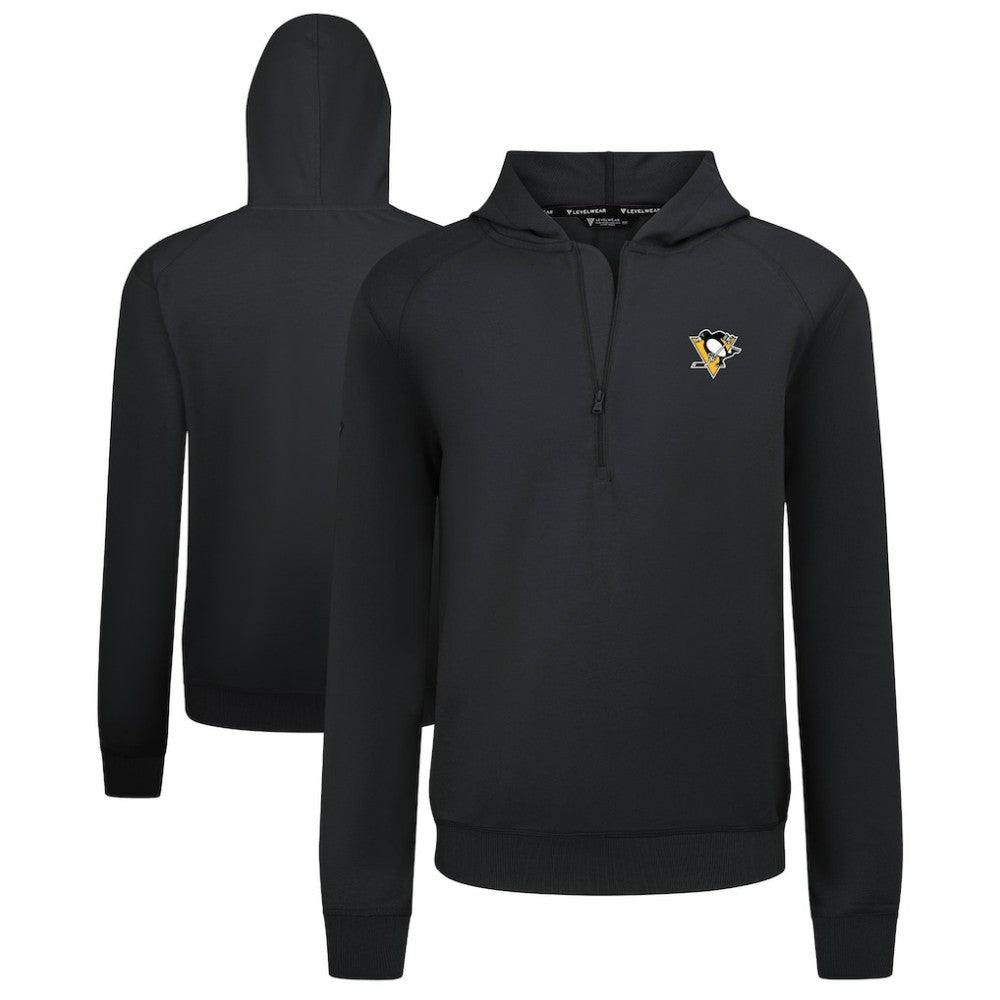 Pittsburgh Penguins Levelwear Technic Quarter-Zip Pullover Hoodie - Black Hoodies