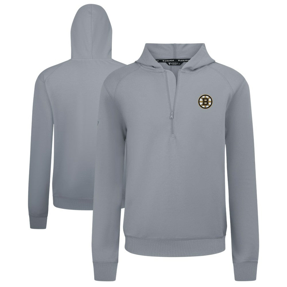 Boston Bruins Levelwear Technic Quarter-Zip Pullover Hoodie - Gray Hoodies