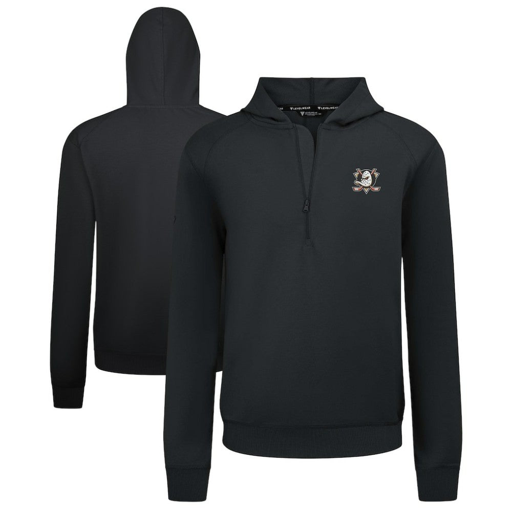 Anaheim Ducks Levelwear Technic Quarter-Zip Pullover Hoodie - Black Hoodies