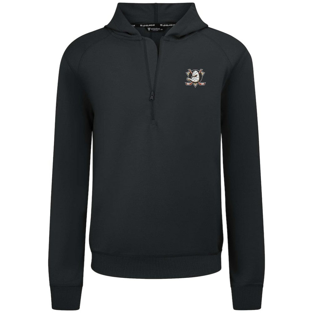 Anaheim Ducks Levelwear Technic Quarter-Zip Pullover Hoodie - Black Hoodies