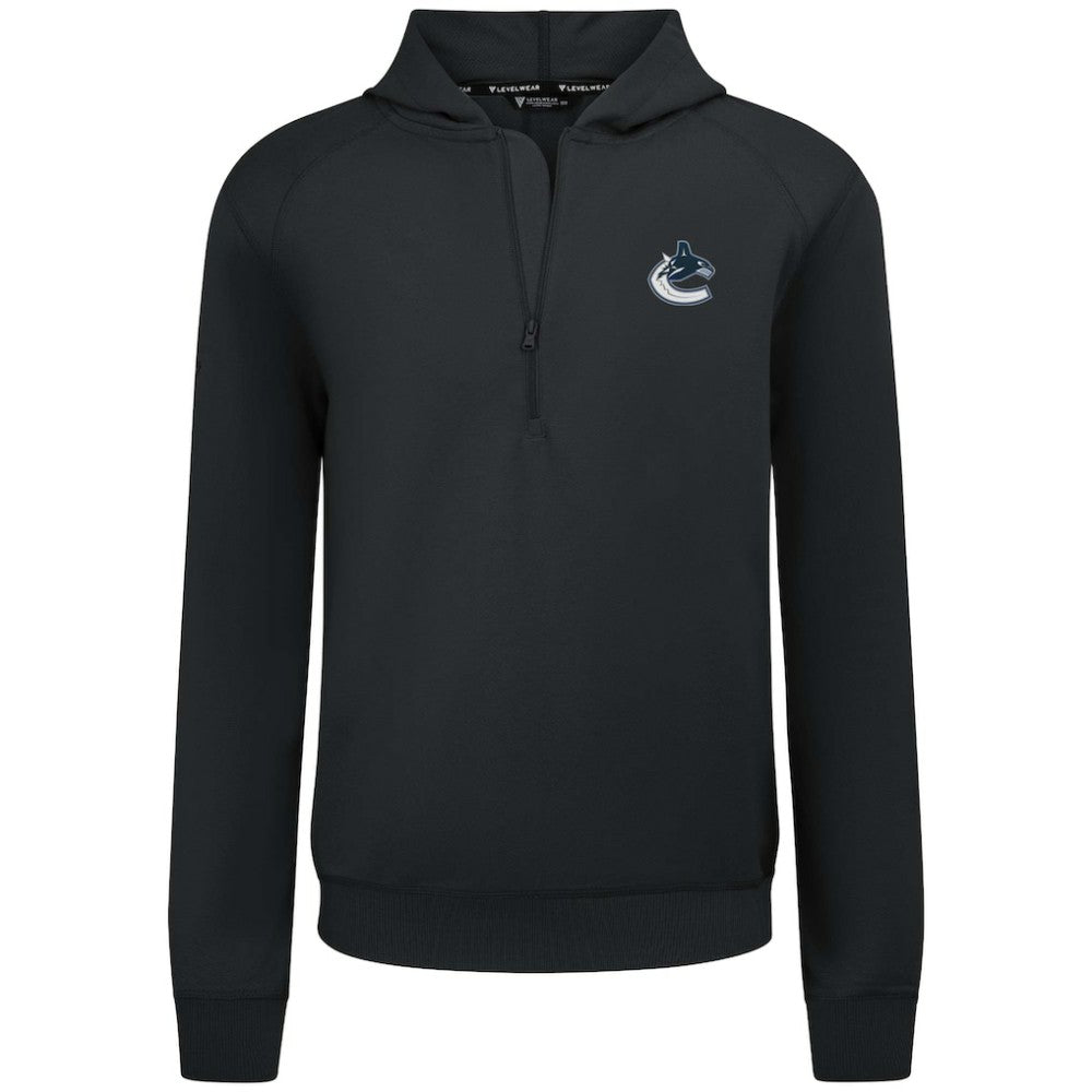 Vancouver Canucks Levelwear Technic Quarter-Zip Pullover Hoodie - Black Hoodies