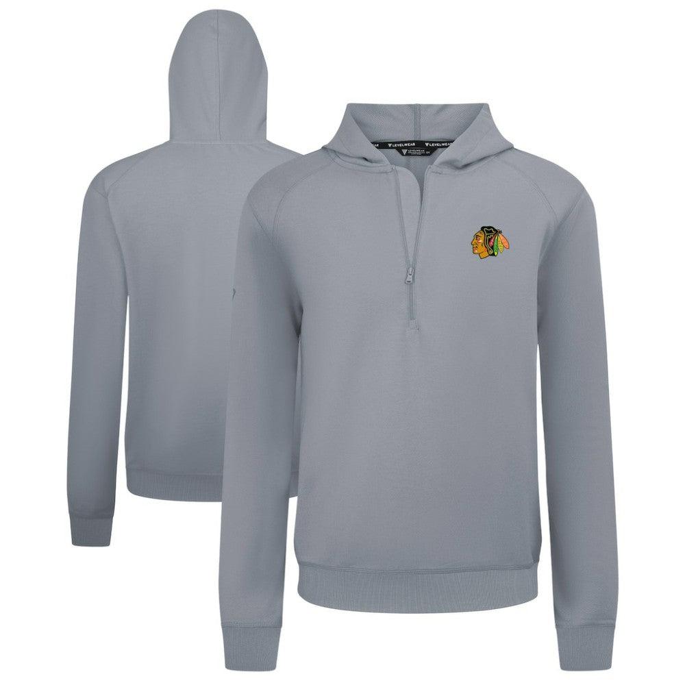 Chicago Blackhawks Levelwear Technic Quarter-Zip Pullover Hoodie - Gray Hoodies