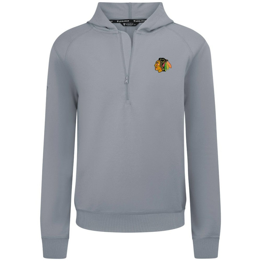 Chicago Blackhawks Levelwear Technic Quarter-Zip Pullover Hoodie - Gray Hoodies