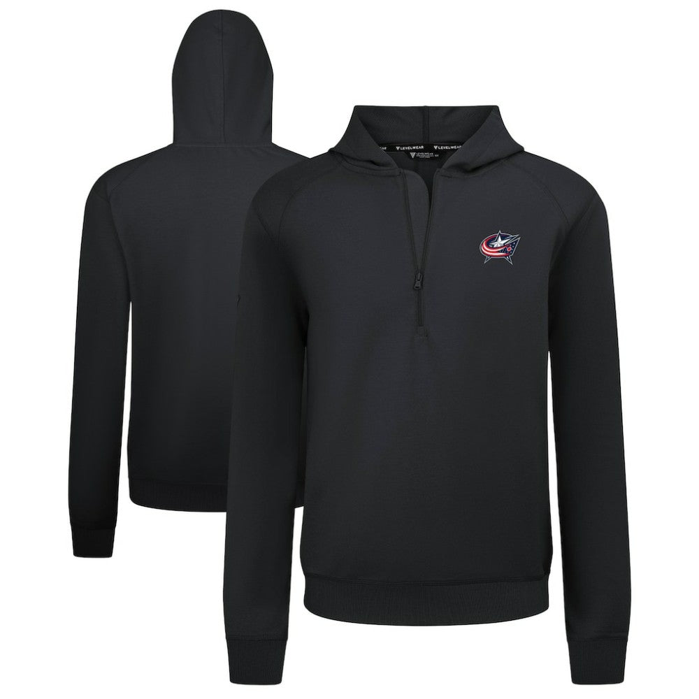 Columbus Blue Jackets Levelwear Technic Quarter-Zip Pullover Hoodie - Black Hoodies