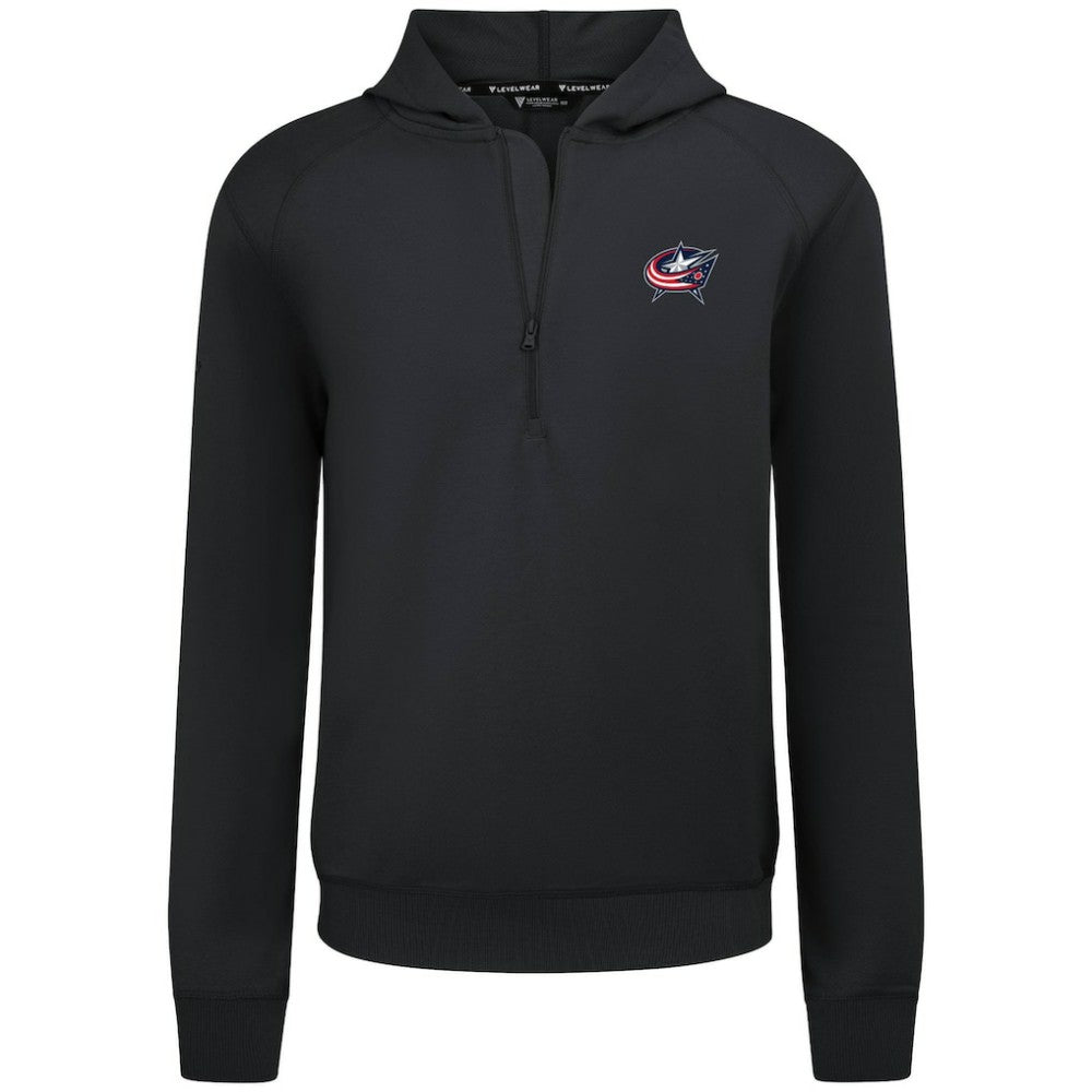 Columbus Blue Jackets Levelwear Technic Quarter-Zip Pullover Hoodie - Black Hoodies