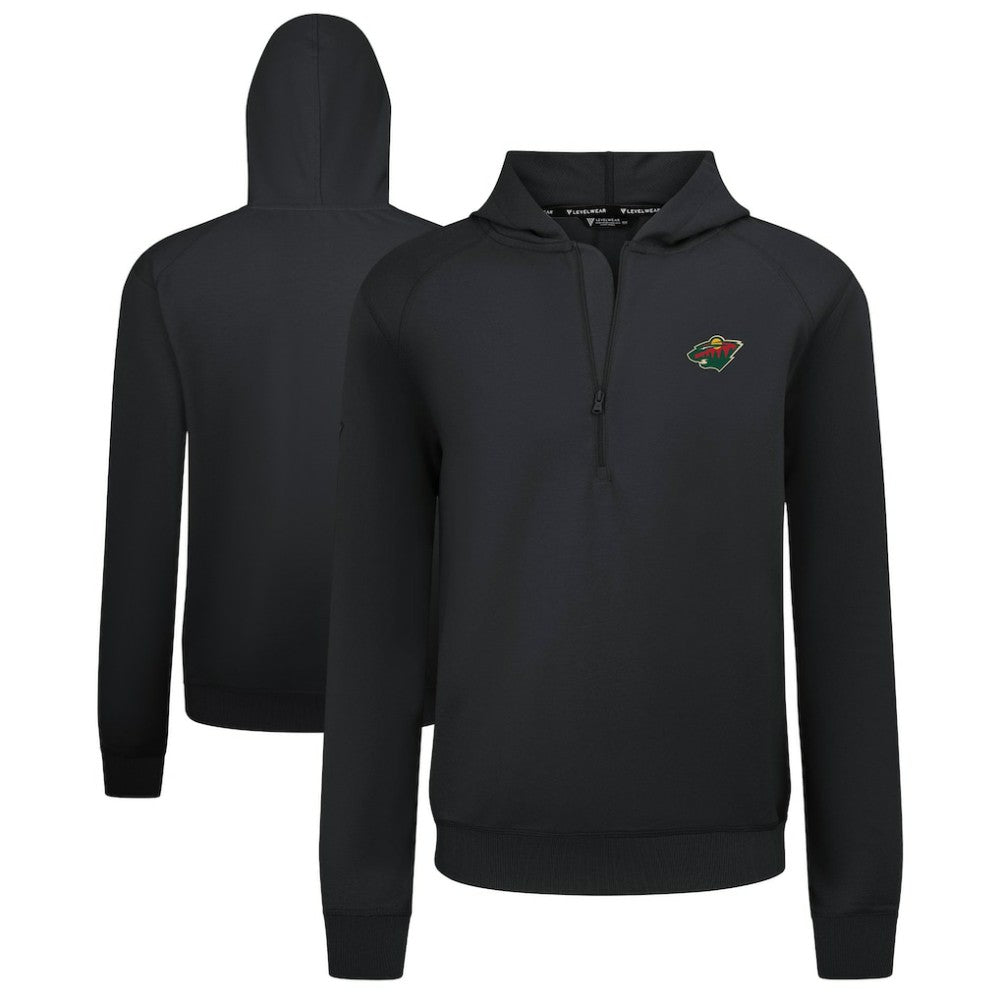 Minnesota Wild Levelwear Technic Quarter-Zip Pullover Hoodie - Black Hoodies