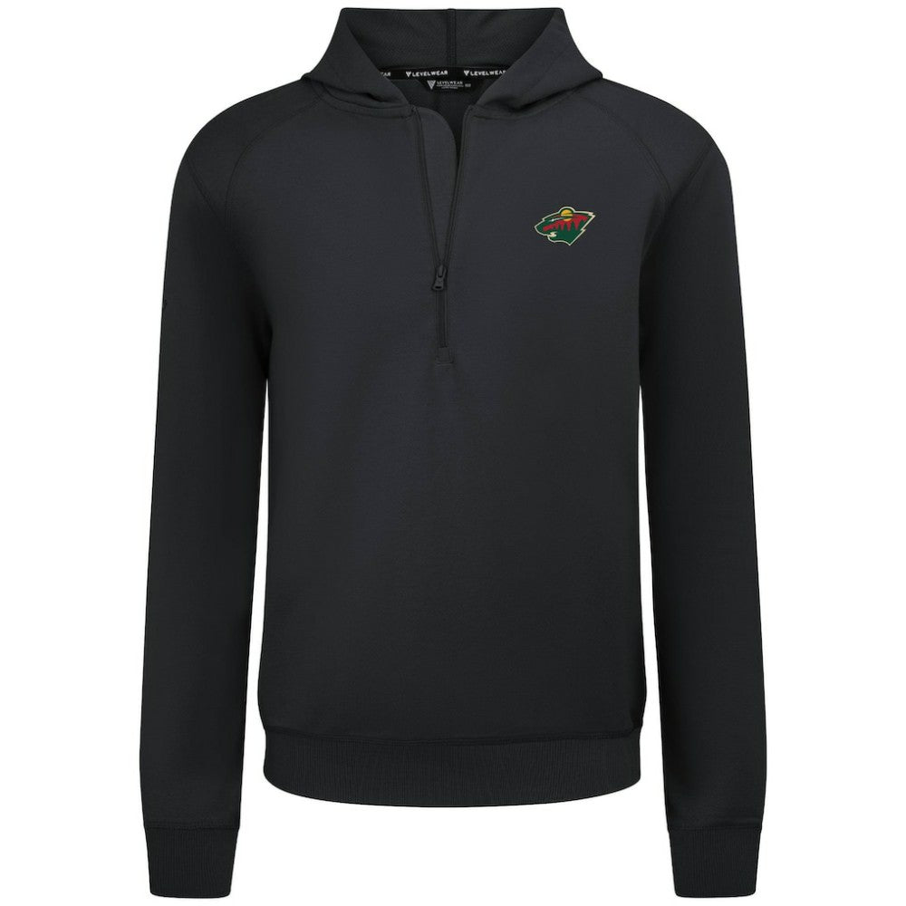 Minnesota Wild Levelwear Technic Quarter-Zip Pullover Hoodie - Black Hoodies