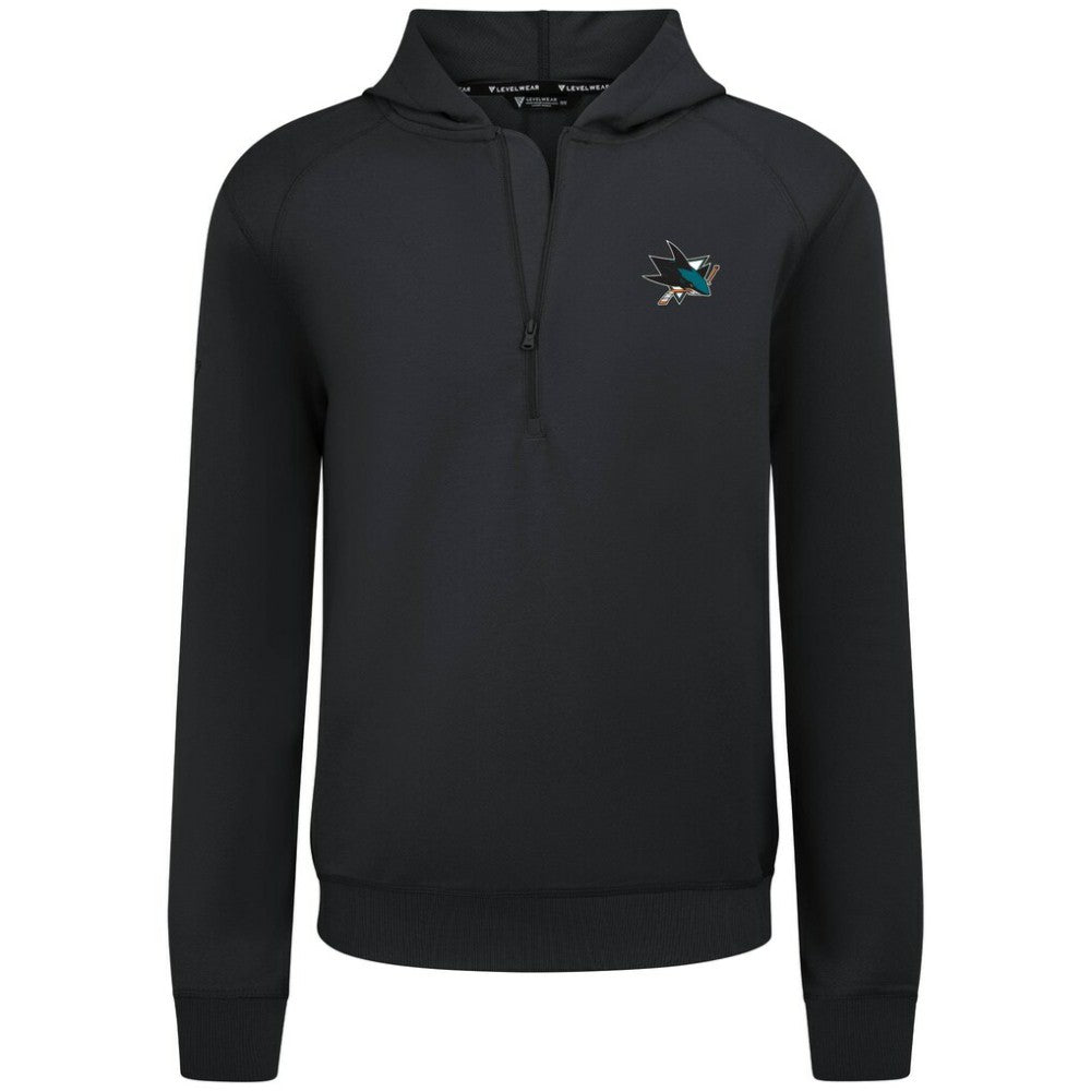 San Jose Sharks Levelwear Technic Quarter-Zip Pullover Hoodie - Black Hoodies