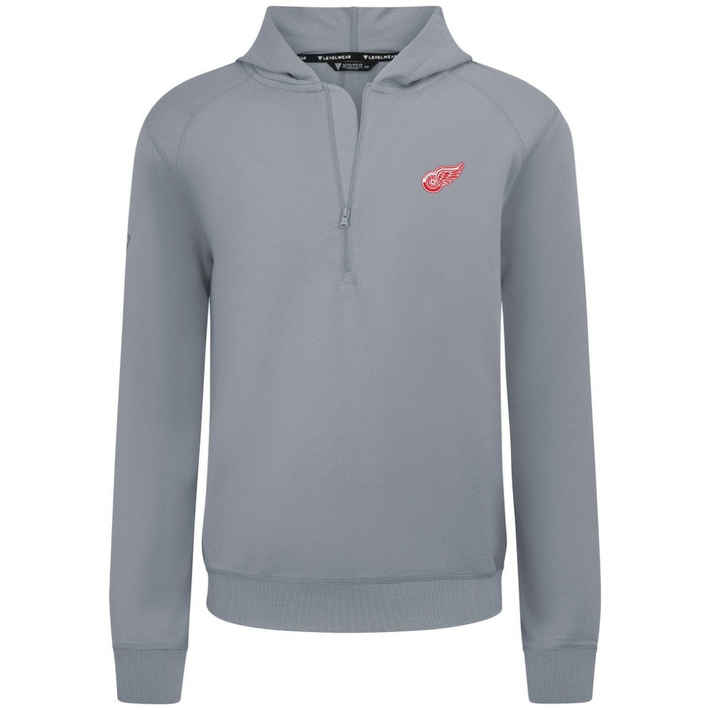 Detroit Red Wings Levelwear Technic Quarter-Zip Pullover Hoodie - Gray Hoodies