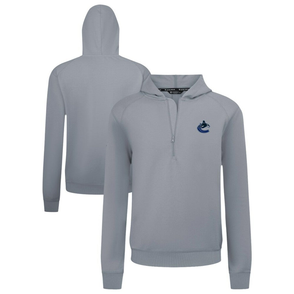 Vancouver Canucks Levelwear Technic Quarter-Zip Pullover Hoodie - Gray Hoodies