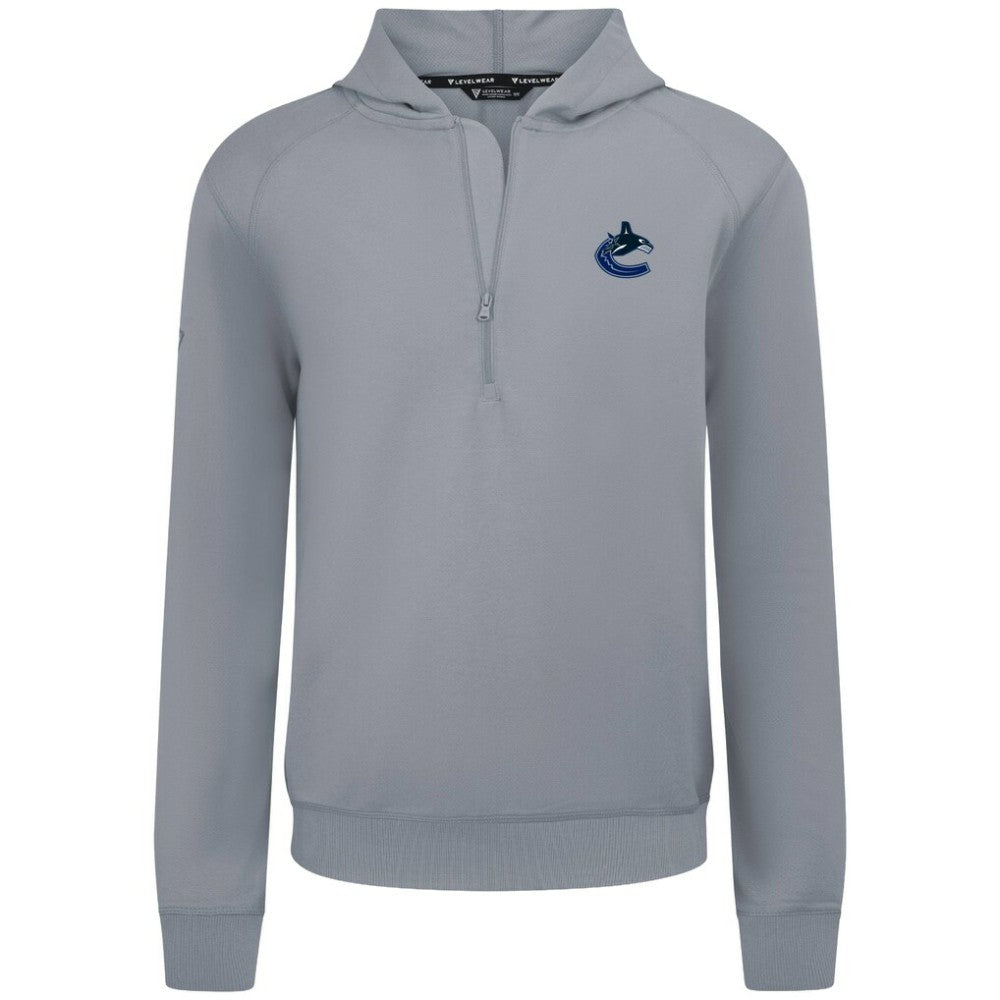 Vancouver Canucks Levelwear Technic Quarter-Zip Pullover Hoodie - Gray Hoodies