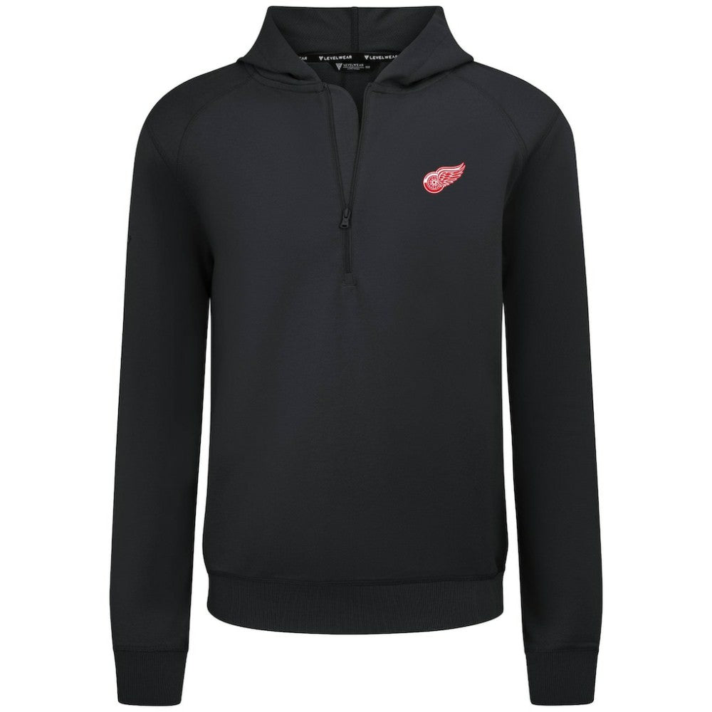 Detroit Red Wings Levelwear Technic Quarter-Zip Pullover Hoodie - Black Hoodies